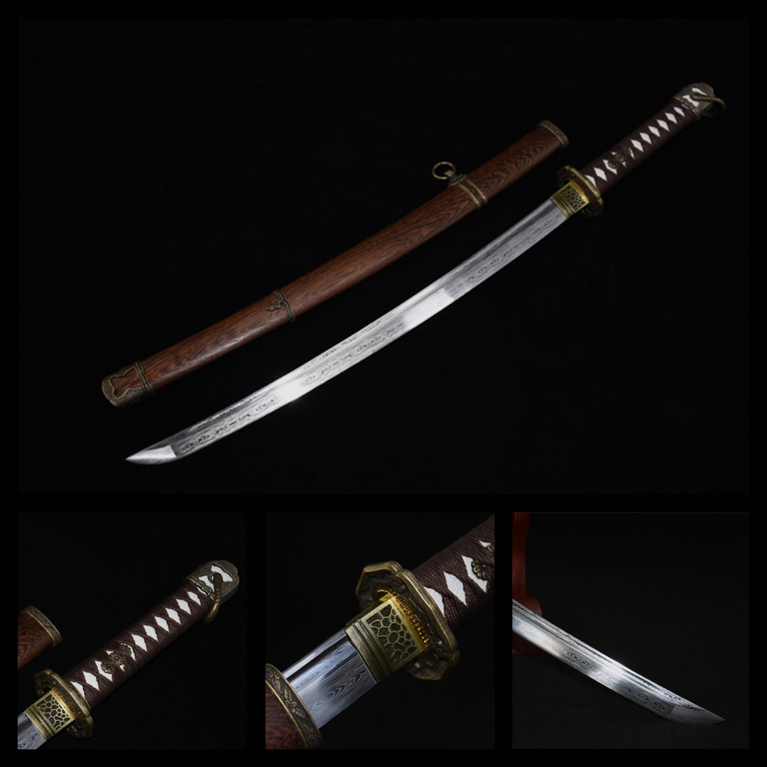 Gunto thép gấp hoa văn damascus [MSP 01]